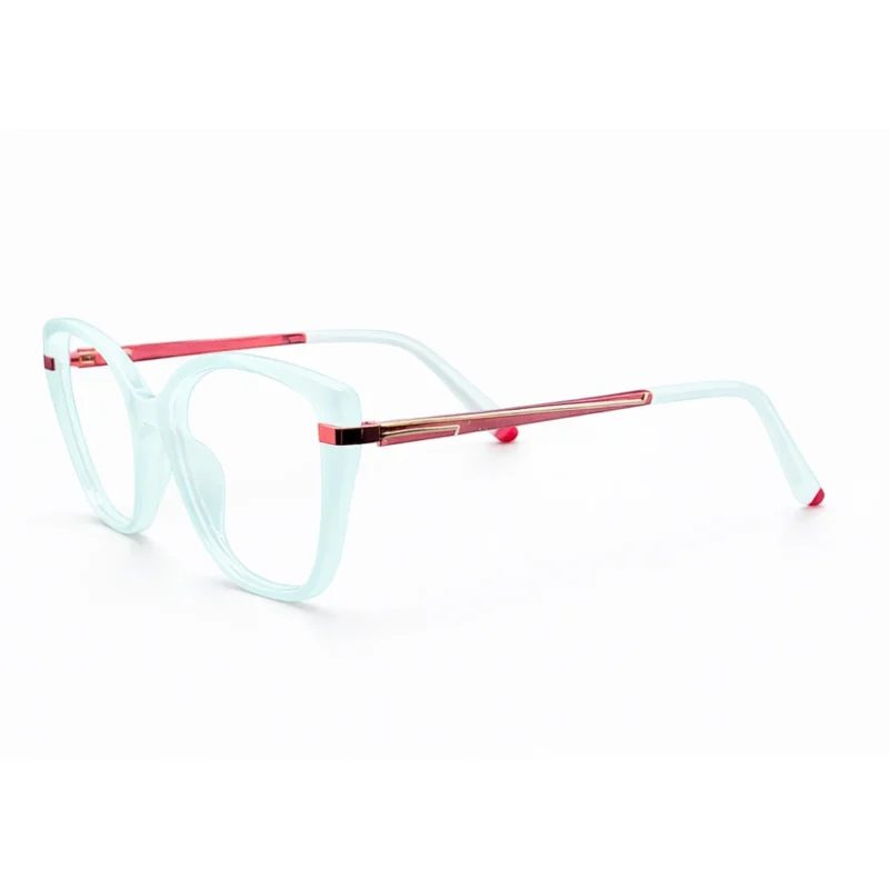 aqua marine cat eye eyeglasses side angle