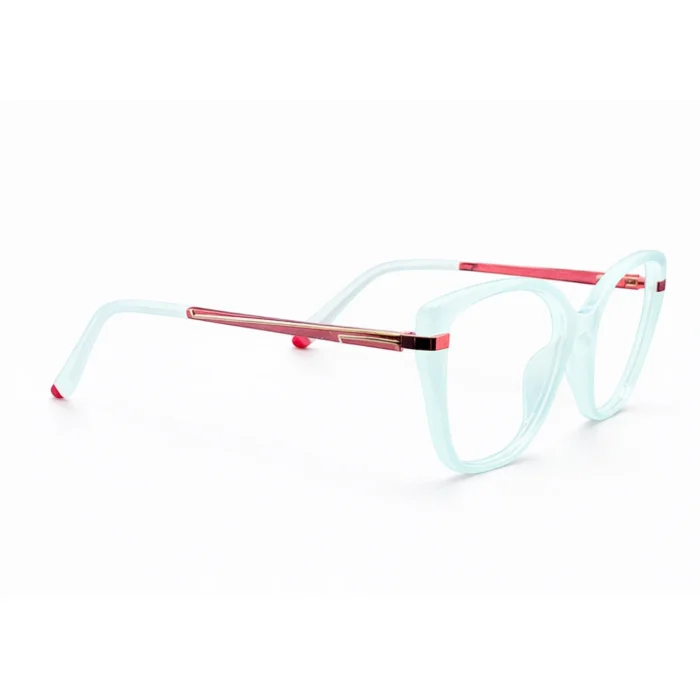 aqua marine cat eye eyeglasses side angle right