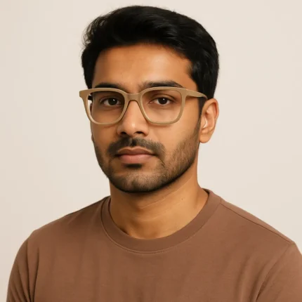 beige square eyeglasses modal