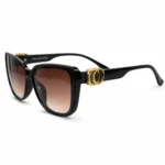 Black square sunglasses front view with gradient brown lenses stylish women eyewear India