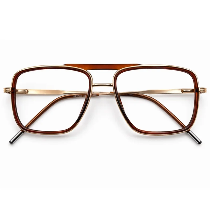 brown gold eyeglasses frame front