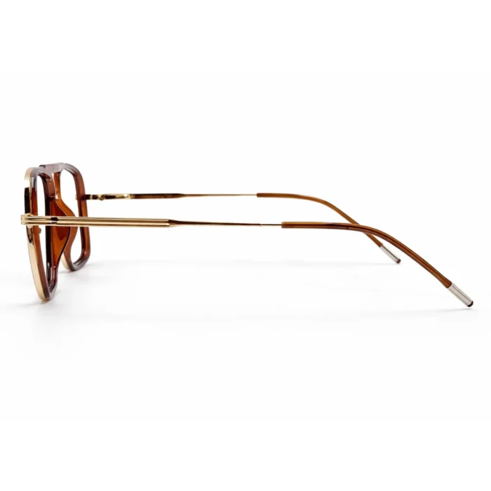 brown gold eyeglasses frame fold front