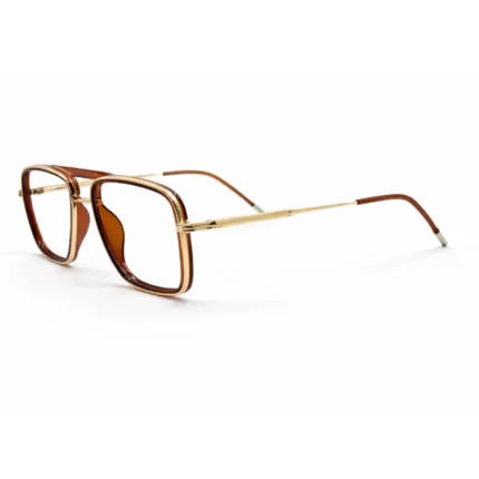 brown gold eyeglasses frame left side