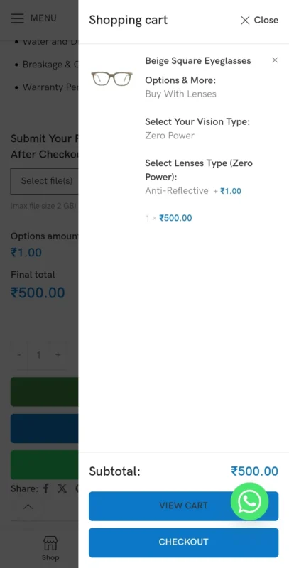 How to Order Eyeglasses from Lenstick – Complete Step-by-Step Guide 11 Checkout page