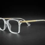 luxury transparent eyeglasses with gold metal arms