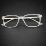premium clear square eyeglasses gold metal temples