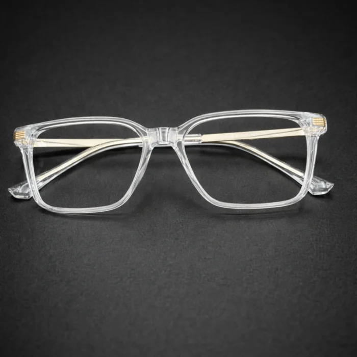 premium clear square eyeglasses gold metal temples