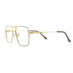 Premium golden aviator eyeglass frame front angle
