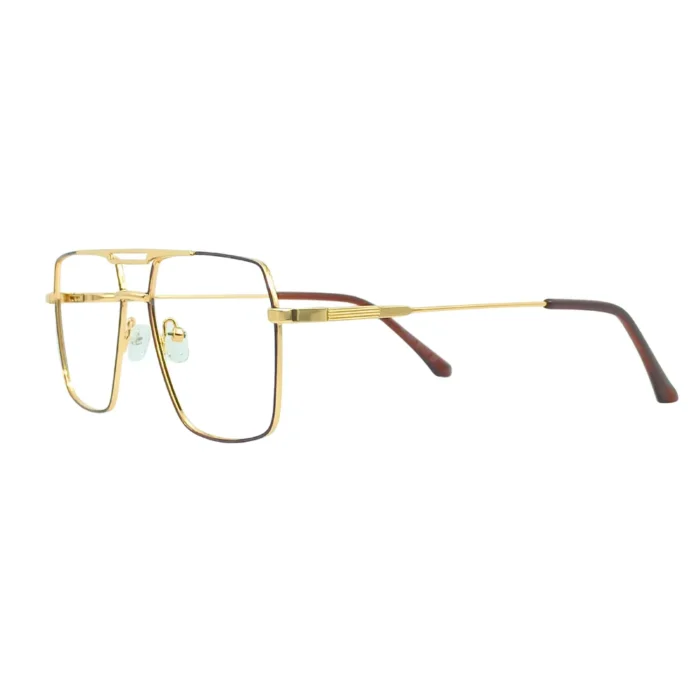 Premium golden aviator eyeglass frame front angle