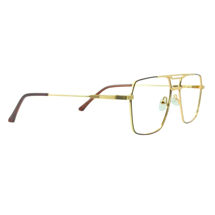 Golden metal aviator eyeglasses stylish front angle view