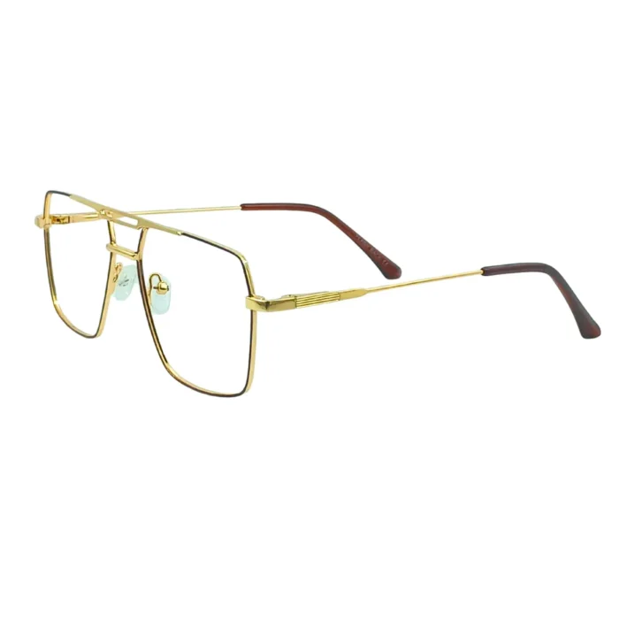 Golden aviator eyeglasses premium metal frame angled photo