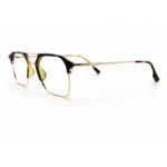 Angled view of Lenstick geometric eyeglasses with metal frame