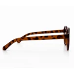 lenstick havana round unisex sunglasses gradient lenses side view front right