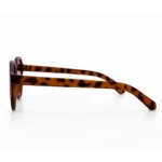 lenstick havana round unisex sunglasses gradient lenses side view front left