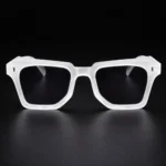 Matte clear square sunglasses temple detail transparent frame front