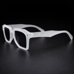 Matte clear square sunglasses temple detail transparent frame right side
