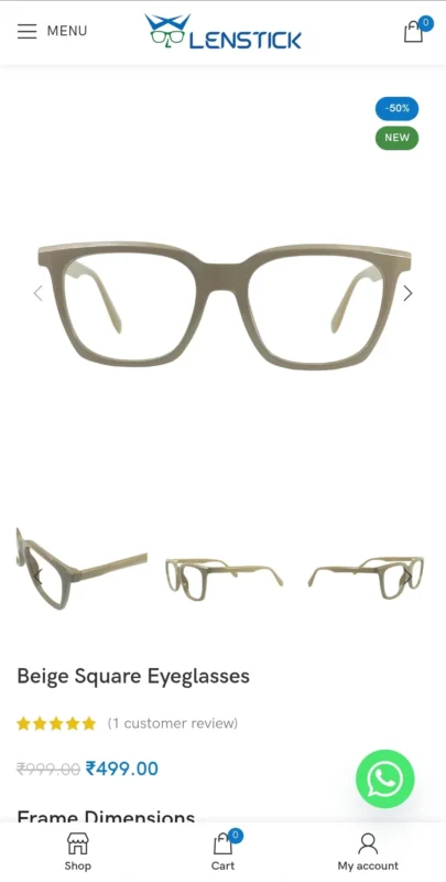 How to Order Eyeglasses from Lenstick – Complete Step-by-Step Guide 4 Product Page