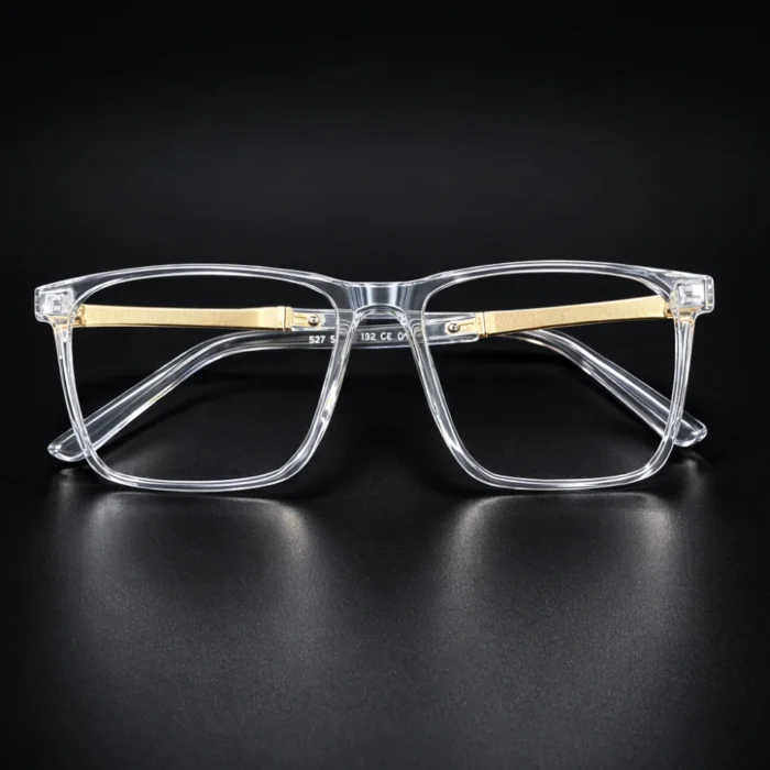 square transparent glasses front view clear eyeglass frame