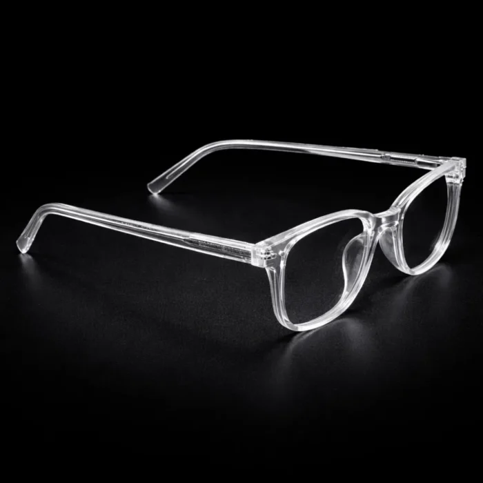 square transparent glasses clear frame spectacles side view
