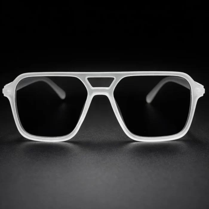 matte transparent aviator sunglasses front