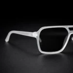 matte transparent aviator sunglasses closeup