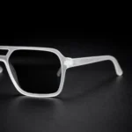 matte transparent aviator sunglasses closeup side