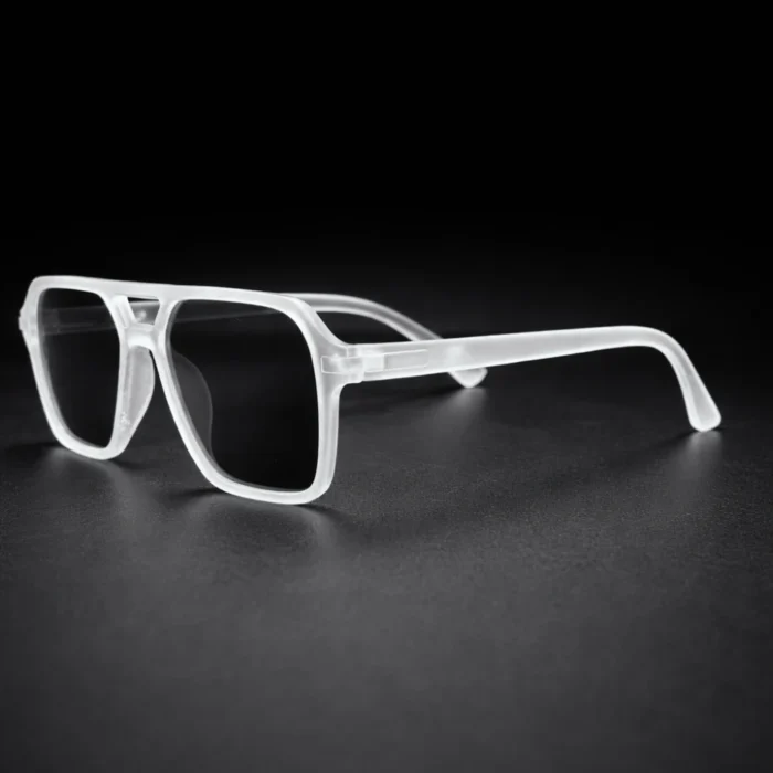 matte transparent aviator sunglasses left side