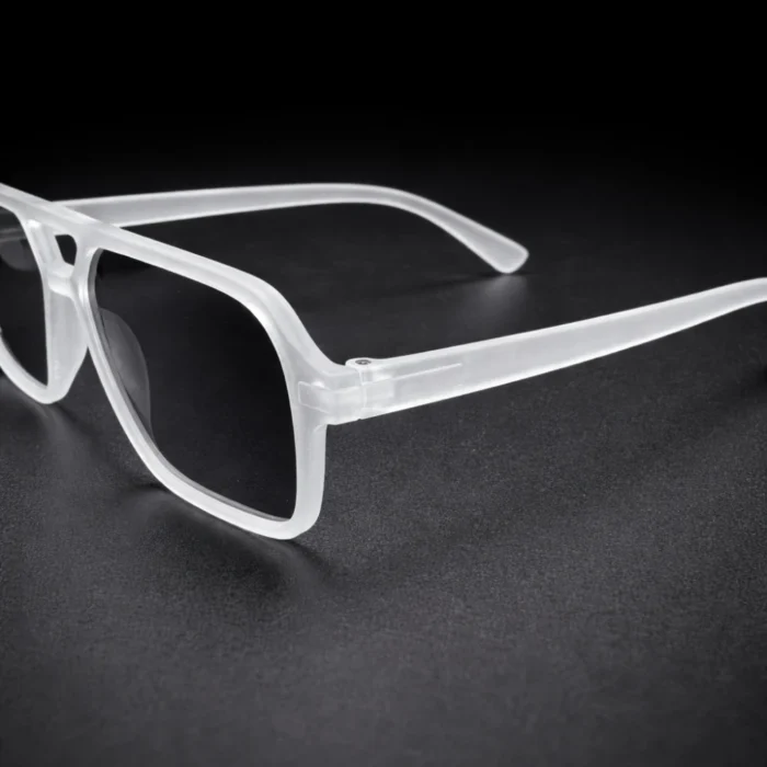 matte transparent aviator sunglasses side top