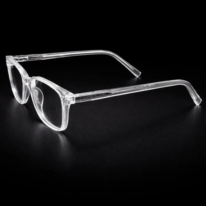 clear eyeglass frames transparent glasses hinge detail