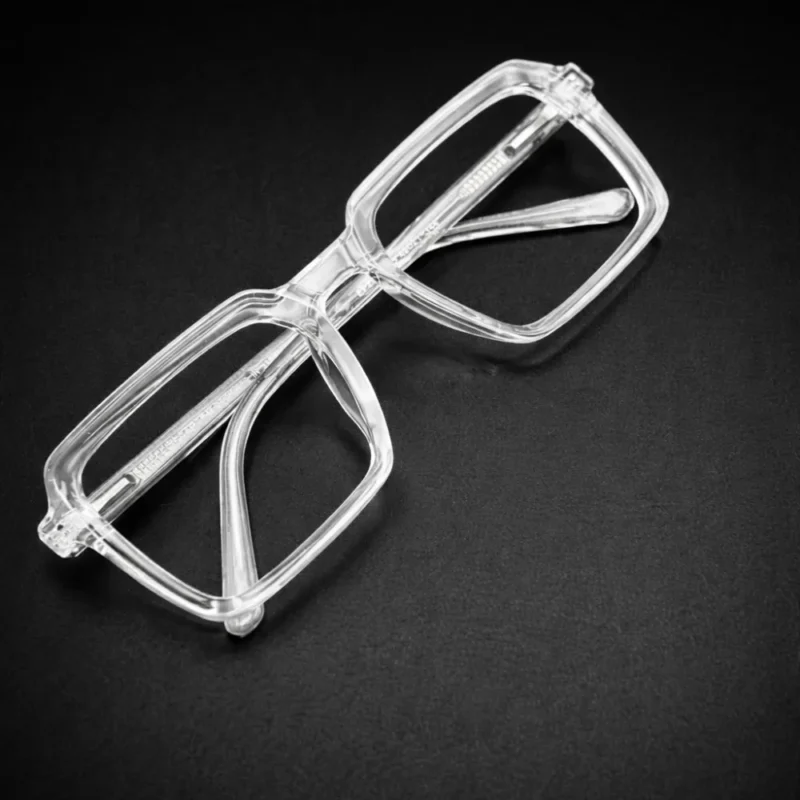 ransparent eyeglasses square frame white background