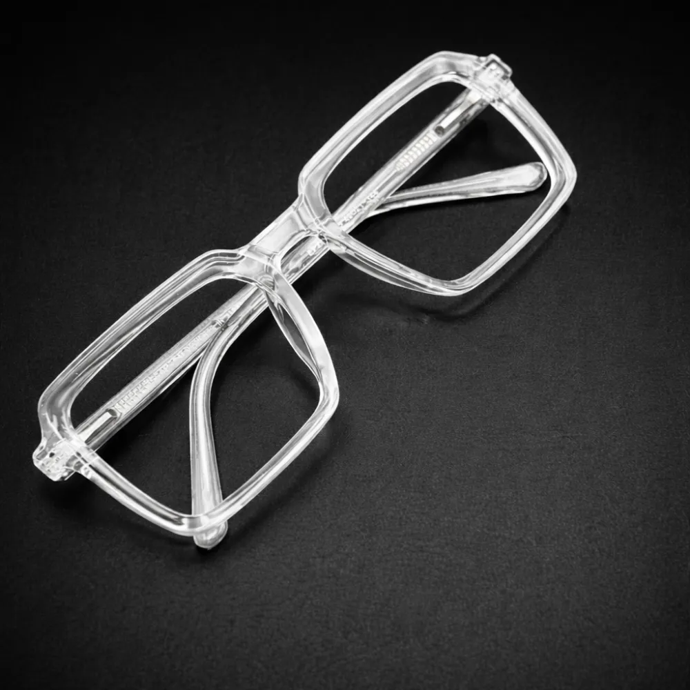 ransparent eyeglasses square frame white background