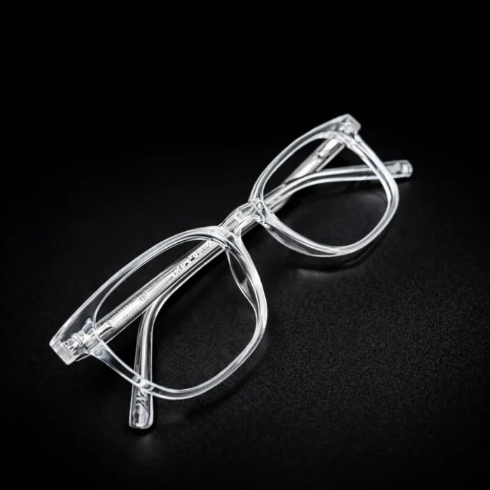 Transparent Square Eyeglasses Front Close