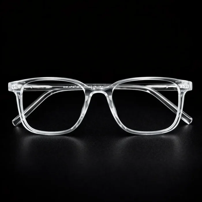 Transparent Square Eyeglasses Front Close