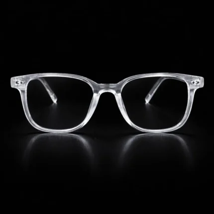 transparent square eyeglasses clear frame glasses front view