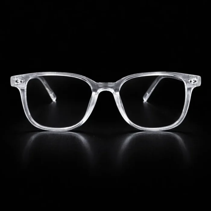 transparent square eyeglasses clear frame glasses front view