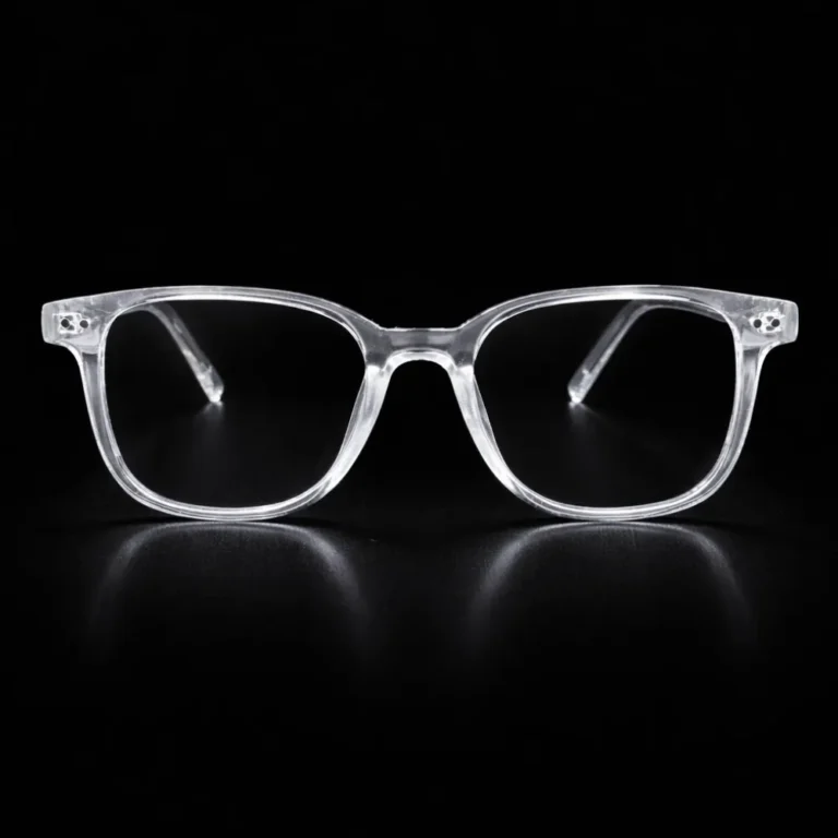 transparent square eyeglasses clear frame glasses front view